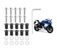 Depisuta Motorcycle Fairing Mounting Kit Durable Windshield Nut Washers Anodized Appearance for M5 Windscreen Pattern, 10pcs with Wrench (Silver)