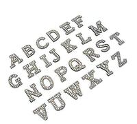 Depisuta Non-Woven Fabric Rhinestone Letter Applique Clothes Accessories, 26Pcs A-Z Letter Applique for DIY Hand-Made, Beautiful Patterns for Clothes or Bags, Rhinestones + Non-Woven Fabric