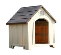 Depisuta Plastic Dog House for Indoor Outdoor, with 7cm Elevated Base and 5 Support Legs, Water Proof Weatherproof Puppy Shelter for Medium Large Dogs (Chocolate Brown)