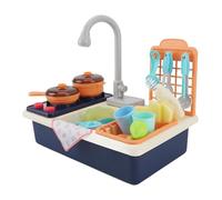 Depisuta Play Sink with Running Water, 2 in 1 Kids Play Kitchen Sink Toys Kitchen Accessories Toddler Playset with Cooking Stove Accessories Pretend Toys for Kids