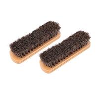 Depisuta Precise Horsehair Shoe Brushes for Leather Care At Home 2Pcs Wooden Horsehair Type C Redwood Color M (Large size in wood color)