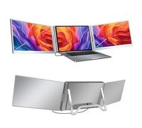 Depisuta Triple Screen Monitor, 15.6 Inch Display Adjustable Secondary Screen, 1920x1080 Resolution 360° Rotation Portable Laptop Screen Extender for 12-18.5 Inch Laptops, Plug and Play