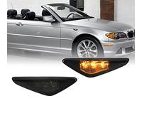DEPO 04-06 E46 2D Side Marker Lights - Plug and Play Smoke Fender Sidemarkers Lamps (Left + Right) Compatible with 2004-2006 BMW E46 3 Series 2 Door Coupe and Convertible (Smoked Lens, Built-In LED)