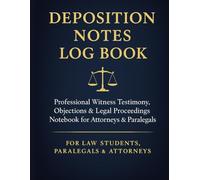 Deposition Notes Log Book: Organized Deposition Summary, Witness Notes & Legal Proceedings Workbook for Attorneys & Paralegals