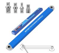 DEPOTA Offset Extension Wrench, Zero Degree Ratchet Extension Set, Impact Ready Socket Extender with 1/2", 1/4", 3/8" Drive Adapters and 1/4" Socket for Tight Places (Blue)