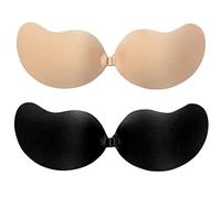 DEPOVOR Super Sticky Push Up Bras Strapless Backless Breast Lift Bras for Women Wedding Dresses Reusable, Black- Fair, A