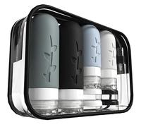 DEPOZA 16 Pack Travel Bottles Set - TSA Approved Leak Proof Silicone Squeezable Containers for Toiletries, Conditioner, Shampoo, Lotion & Body Wash Accessories (16 pcs/Black Pack)