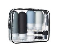 DEPOZA 16 Pack Travel Bottles Set - TSA Approved Leak Proof Silicone Squeezable Containers for Toiletries, Conditioner, Shampoo, Lotion & Body Wash Accessories (16 pcs/Black Pack)