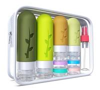DEPOZA Travel Bottles Kit (16 Pack) - TSA Approved, Leak Proof Silicone Squeezable Containers for Toiletries. Complete Set with Jars, Sprayers & Bag (M-Green)