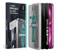 Deppa [2 Pack Premium Privacy Screen Protector for Iphone 15/Iphone 16 (6.1') Tempered Glass Edge to Edge Full Cover with Easy Installation Kit Tray - Anti Spy, Private, Dark, Black Film