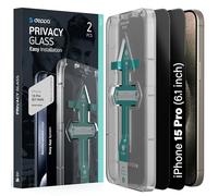 Deppa [2 Pack Premium Privacy Screen Protector for Iphone 15 Pro (6.1') Tempered Glass Edge to Edge Full Cover with Easy Installation Kit Tray - Anti Spy, Private, Dark, Black Film