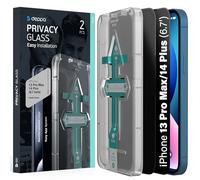 Deppa [2 Pack Privacy Screen Protector for iPhone 13 Pro Max/14 Plus (6.7 Inch) Tempered Glass 3D Full Cover with Easy Installation Kit Tray - Anti Spy, Privacy, Dark, Black Film (Video Guide)