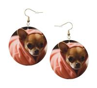 Depressed Chihuahua Elegant Leather Round Earrings-Fashionable And Unique Accessories For Everyday Wear