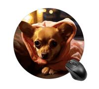 Depressed Chihuahua Mouse Pad Round Laptop Mouse Mat Cute Computer Mousepad Keyboard Pad Non-Slip Desk Pads for Gaming Office Work Home