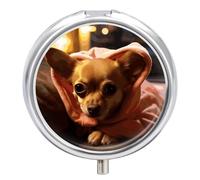 Depressed Chihuahua Pill Box Cute Medicine Organizer Travel Pillbox Waterproof Portable Pill Container Holder to Hold Vitamins Medication Fish Oil and Supplements