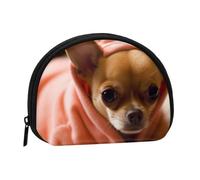 Depressed Chihuahua Printed Coin Purse Wallet, Shell Shape Mini Change Pouch Holder for Men Women