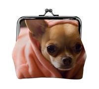 Depressed Chihuahua Printed Kiss-lock Coin Purse Wallet - Leather Mini Change Pouch Holder for Men Women