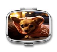 Depressed Chihuahua Travel Pill Organizer Portable Daily Waterproof Pill Case Small Medicine Storage Container for Vitamins Fish Oil Cod Liver Oil Earplug Storage