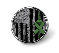 Depression Awareness America Flag Round Metal Badge Lapel Pin,Stylish Patriotic Pattern Button Brooch Decorative Badges for Men Women