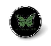 Depression Awareness Round Metal Badge Lapel Pin,Stylish Patriotic Pattern Button Brooch Decorative Badges for Men Women