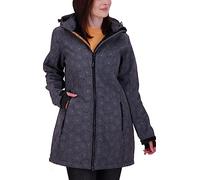 Deproc Active Keele Peak Women's Lined Softshell Coat, Short Coat with Removable Hood, Softshell Jacket, Transition Jacket, Black print, 52 Große Größen