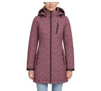 DEPROC-Active Shelby Long Women's Softshell Coat with Removable Hood, Water-Repellent, Windproof, Breathable, Long Transition Jacket & Hiking Jacket, Chili, Size 50 Plus Sizes