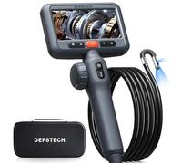 DEPSTECH Dual Lens 210° Two-Way Articulating Endoscope Inspection Camera, 1080P HD Borescope with Light, 4.5'' IPS Screen, 8.5mm Probe, 1.5M Waterproof Flexible Snake Camera for Automotive Wall Engine