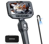 DEPSTECH Dual Lens Articulating Endoscope, 5" IPS Screen Borescope, 210° Articulated Probe, 8.5MM Tiny Inspection Camera with Light, 32G Card & Case (1.5M)