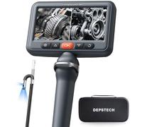 DEPSTECH Dual Lens Articulating Inspection Camera, Two-Way Borescope Camera with Light, 5" IPS Endoscope with Split Screen, 6+1 LED Lights, 1080P Waterproof Borescope for Wall & Automotive - 5FT