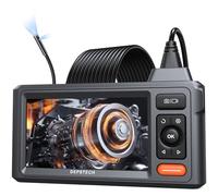 DEPSTECH Dual Lens Endoscope, 5'' IPS Screen Inspection Camera with Light, 1080P HD Borescope Camera, IP67 Waterproof, 16.5FT Flexible Semi-Rigid Cable, Gadgets for Men