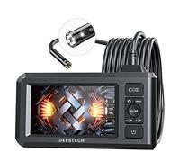 DEPSTECH Dual Lens Industrial Endoscope, 1080P Digital Borescope Inspection Camera, 7.9mm IP67 Waterproof Sewer Camera with 4.3" LCD Screen, 7 LED Lights, 16.5FT Semi-Rigid Cable, 32GB Card-Black