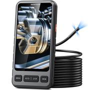 DEPSTECH Triple Lens Endoscope Inspection Camera, 5" Screen Borescope with Light, 1080P HD Sewer Endoscope with Carrying Case, Split Screen View, Plumbing Snake Camera for Automotive -5M