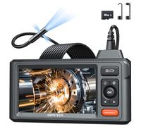 DEPSTECH Triple Lens Inspection Camera, 5" Display HD Endoscope with Light, 5m Flexible Waterproof Snake Camera Cable, Industrial Borescope for Car, Wall, Drain Pipe, Plumbing, Home Inspection