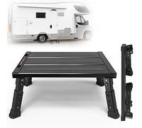 DEPSUNNY Adjustable Height Aluminum RV Step, Stable Foldable Platform Step Stool, Supports Up to 1,000 lb, Non-Slip Rubber Feet and Platform Mat, Easy to Carry,Black
