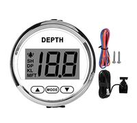 Depth Finder,Depth Gauge,Depth Sounder,Waterproof Dash Depth Finder Transducer With White Backlight For Yachts Boats,Dress Depth Sounder