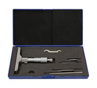 Depth Micrometer Gauge, 0.01mm High Accuracy Round Head Depth Micrometer Gauge Gage Measuring Tool + 5Pcs Connecting Rods(0-100mm 4in)