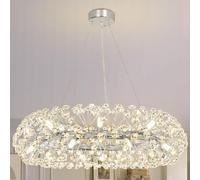 Depuley 20 Lights Chrome Crystal Firework Chandelier, Modern Crystal Ring Firework Chandelier Fixture, 26.8" Round Dandelion Chandeliers Lighting, Sputnik Chandeliers Firework(G9 Bulbs Included)