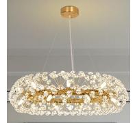 Depuley 20 Lights Gold Crystal Firework Chandelier, Modern Crystal Ring Firework Chandelier Fixture, 26.8"(D) Round Dandelion Chandeliers Lighting, Sputnik Chandeliers Firework(G9 Bulbs Included)