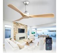 Depuley Ceiling Fan Without Light: 52 Inch Outdoor Fan with Remote App Control for Patio Porch - Grainy Ceiling Fan no Light for Indoor - 3 Blade Fan Reversible 6 Speed Quiet