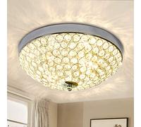 Depuley Luxurious Crystals Ceiling Lights,2-Light Chrome Flush Mount LED Ceiling Light,Bowl Shape Modern Elegant Crystal Chandelier Lighting for Living Room,Bedroom,Hallway(E14bulbs not Included)