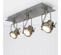 Depuley Modern 3 Way LED Ceiling Light with Square Plate, 3000K Warm White, Swiveling Spotlight, Brushed Nickel Chrome Kitchen Light for Living Room, Bedroom, Kitchen(3xGU10 Bulbs Included)