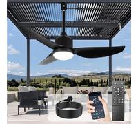 Depuley Outdoor Ceiling Fan with Light: 42" Black Hanging Fan for Gazebo Waterproof - Plug in Outdoor Fans for Patio Porch Pergola with APP Remote Control Reversible DC Motor