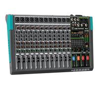 Depusheng MX12 12 Channel Sound Mixer Audio Mixing Console 48V 256DSP Professional USB PC Play Record Podcast Live Broadcast (US MX12)