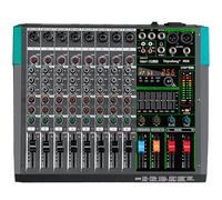 Depusheng MX8 8 Channel Sound Mixer Audio Mixing Console 48V 256DSP Professional USB PC Play Record Podcast Live Broadcast (US MX8)