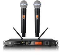 Depusheng T118 Professional Wireless-Microphone System with 2 Handheld Microphone，80m Range, Mics for Proformance,Karaoke,Party,Church,Singing