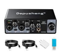 Depusheng USB Audio Interface with ASIO Drivers, 24Bit 192Khz, Phantom Power +48v, Low Latency for Home Studio Recording, PC/MAC Compatible (2 CHANNEL)