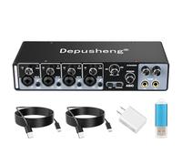Depusheng USB Audio Interface with ASIO Drivers, 24Bit 192Khz, Phantom Power +48v, Low Latency for Home Studio Recording, PC/MAC Compatible (4 CHANNEL)