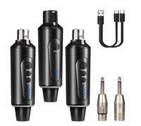 Depusheng Wireless Guitar Transmitter Receiver with 2 wireless microphone xlr transmitter and 1 receiver 48v phantom power and reverb switch, for dynamic and 48V condenser microphines, Audio Mixer