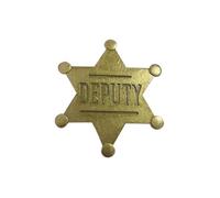 Deputy Badge Gold Star Pin Cowboy Western Police America USA Deputy Metal Shiny Fancy Dress Up Halloween Costume