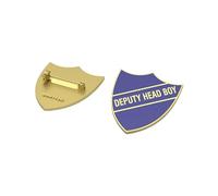 Deputy Head Boy Shield Badge Set, Brass and Enamel, Gold Plated with Multicolor Design, Pack of 2, One Size, 10 x 8 cm (Blue)